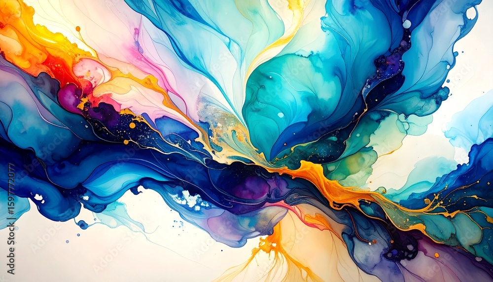 Aufkleber abstract ink painting background with dynamic flow of ink