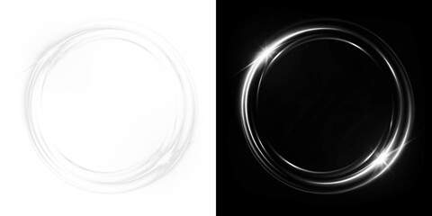 Glow, light, white, swirl, sparkle — glowing white vortex circle with particles and shine on transparent background. Magic PNG Overlay for luxury and abstract themes. Transparent PNG ready.