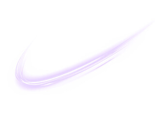 Shiny purple line PNG overlay with abstract light curve. Elegant glowing stream isolated on transparent background, ideal for design projects, illustration, or motion graphics.