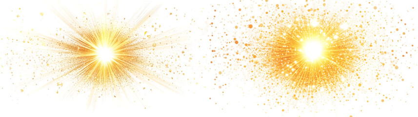 a gold flare vector in center isolated on a transparent background 