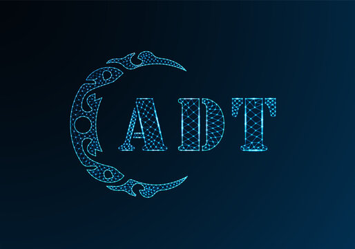 Low poly letter logo ADT design. ADT letter logo low poly vector design on blue color gradient background. ADT logo low poly design