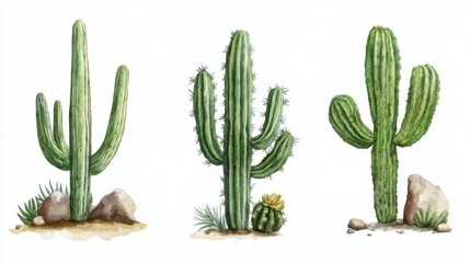 Isolated green cactus in a terracotta pot with no background, clean and sharp edges, perfect for design cutouts