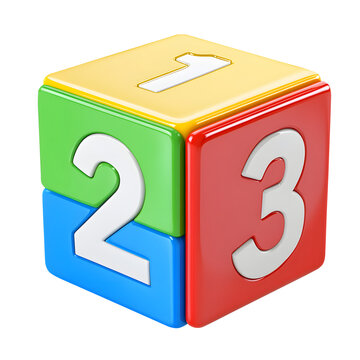 Preschool number 123 block 3d isolated on a white background