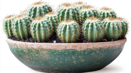 Isolated green cactus in a terracotta pot with no background, clean and sharp edges, perfect for design cutouts