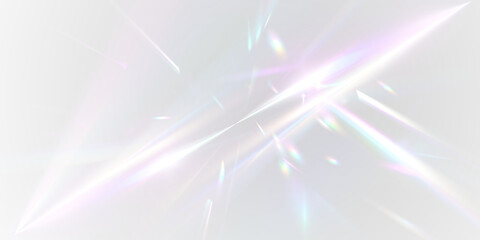 Rainbow light PNG with prism reflection lens flare on transparent background. Ideal for beauty, jewelry, cosmetic and luxury product overlay. Abstract sparkle effect.