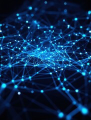 Obraz premium Abstract Network of Interconnected Points in Deep Blue