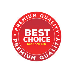 Best Choice Premium Quality Red Gradient Badge – Flat Vector Stamp on White Background

