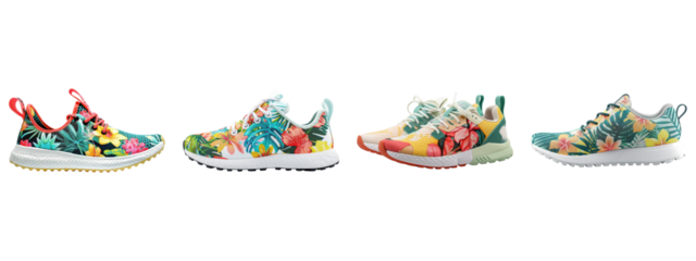 Floral pattern sneakers with transparent background