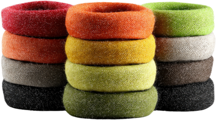 A Symphony of Colors: A collection of vibrant, textured rings showcases an array of hues, inviting the eye to explore their rich, tactile surfaces and the artistry of their creation.