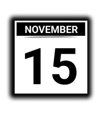 Black and white color November month calendar date 15