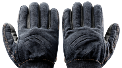 Protective Gloves: A pair of dark-colored, protective gloves, meticulously crafted to shield the hands, embodying the essence of safety, security, and preparedness.