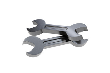 3d Wrench tool equipment icon. Realistic metallic mechanic tool concept. Building tools spanner wrench isolated on white transparent background. Minimal cartoon cute smooth. Spanner tool. 3d render.