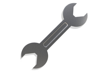 3d Wrench tool equipment icon. Realistic metallic mechanic tool concept. Building tools spanner wrench isolated on white transparent background. Minimal cartoon cute smooth. Spanner tool. 3d render.