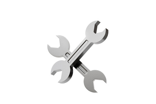 3d Wrench tool equipment icon. Realistic metallic mechanic tool concept. Building tools spanner wrench isolated on white transparent background. Minimal cartoon cute smooth. Spanner tool. 3d render.