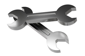 3d Wrench tool equipment icon. Realistic metallic mechanic tool concept. Building tools spanner wrench isolated on white transparent background. Minimal cartoon cute smooth. Spanner tool. 3d render.