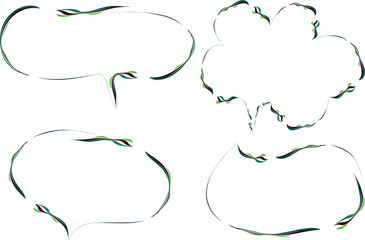 Fototapeta premium dark green wavy lines colorful abstract hand drawn speech bubbles