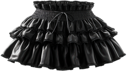 Stylish Ruffled Skirt: A close-up captures the detail of a stylish ruffled skirt, showcasing the soft folds and texture in this detailed, high-quality photograph.