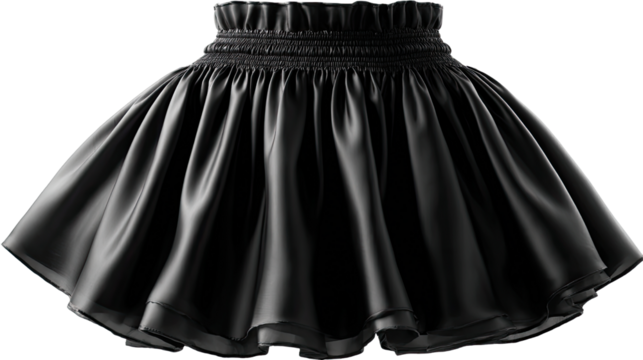 Black Mini Skirt Elegance: The sleek black mini skirt with its flowing fabric exudes modern elegance, perfect for adding a touch of refined fashion to any ensemble. 