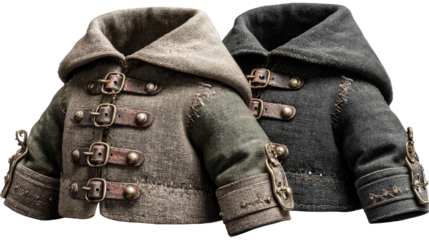 Vintage Apparel: A close-up showcases two meticulously crafted vintage coats. Their detailed designs, unique textures and expert stitching, offer an insight into the artistry of apparel