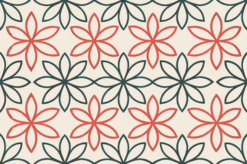 Coral and Teal Abstract Floral Pattern vector