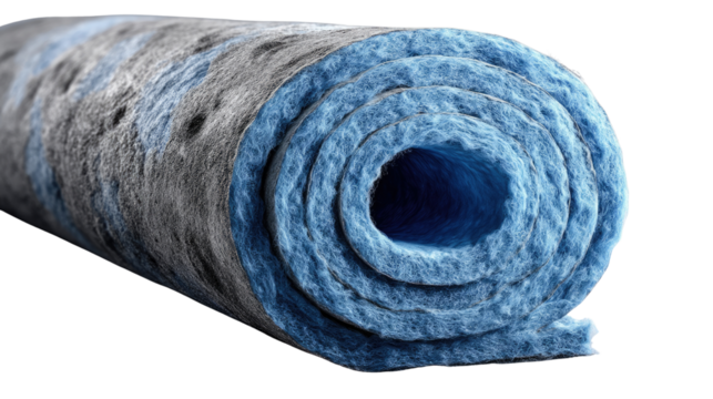 Rolled fabric in light blue tone : An enticing photo that displays a fabric with different tone of blue and grey rolled.