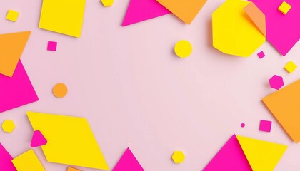 Abstract modern background with vibrant yellow and pink geometric shapes, random arrangement, repeat, style