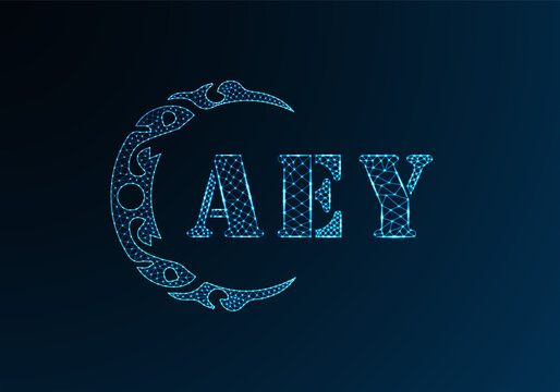 Low poly letter logo AEY design. AEY letter logo low poly vector design on blue color gradient background. AEY logo low poly design