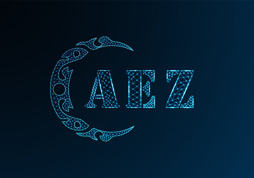 Low poly letter logo AEZ design. AEZ letter logo low poly vector design on blue color gradient background. AEZ logo low poly design