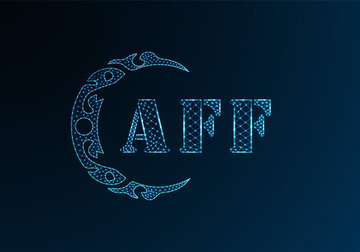 Low poly letter logo AFF design. AFF letter logo low poly vector design on blue color gradient background. AFF logo low poly design