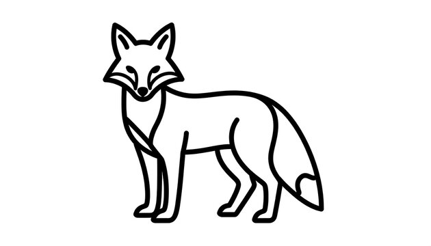 Simple black outline fox (1) - Powered by Adobe