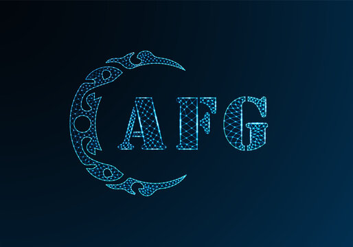 Low poly letter logo AFG design. AFG letter logo low poly vector design on blue color gradient background. AFG logo low poly design