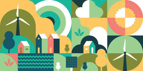 Seamless abstract nature background with geometric patterns, ESG values Environment, Society, and Governance and protect planet Earth concept