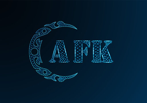 Low poly letter logo AFK design. AFK letter logo low poly vector design on blue color gradient background. AFK logo low poly design