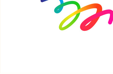 White background with Colorful Swirl Ribbon 3D Gradient Lines in Motion
