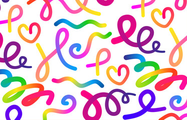 White background pattern with Colorful Swirl Ribbons Gradient Lines in Motion