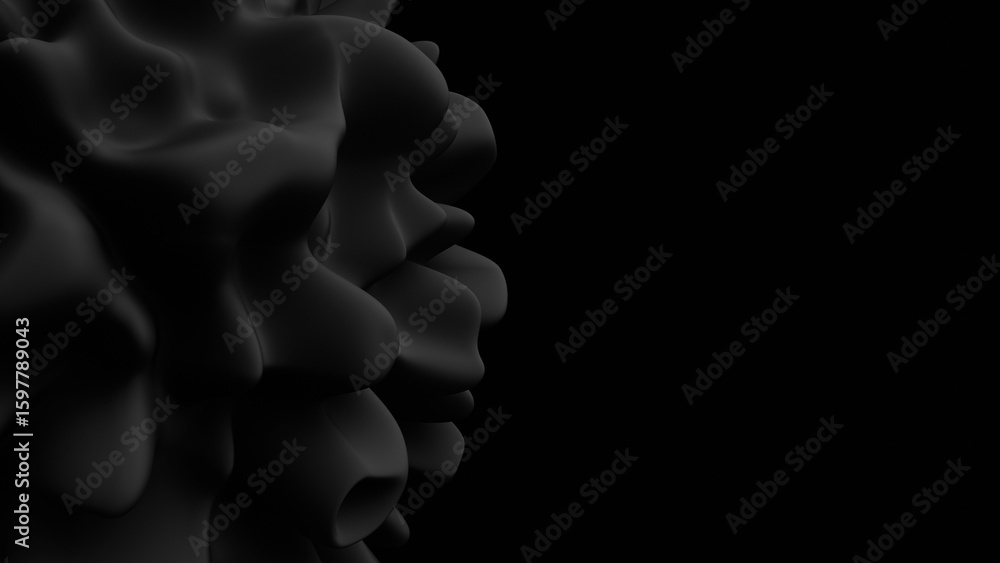 Poster 3d abstract black morphing sphere. 3d rendering illustration not ai