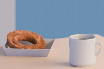 朝食、ドーナツ、コーヒー