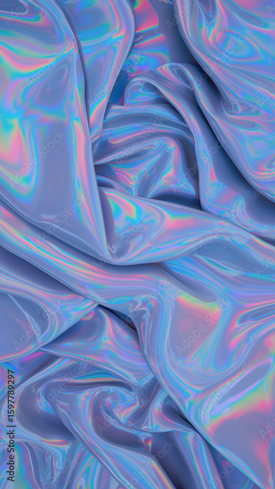 Poster abstract digital fabric. sci-fi background. holographic foil. 3d rendering illustration not ai