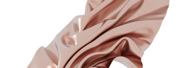 Elegant rose gold fabric flowing in abstract shapes. Perfect for luxury, beauty, fashion designs.