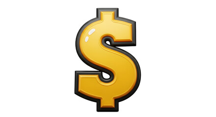 Obraz premium Gold-Colored Dollar Sign with Bold Black Outline Shows Financial Wealth and Prosperity for Currency Exchange or Investments