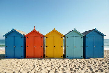 colorful beach huts on the beach