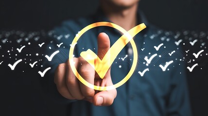 Person Selecting Validation  Confirmation, Tick, Approval Concept