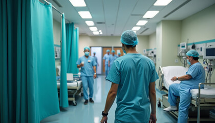 Medical Staff Collaboration in Hospital Environment, Clinical Care Scene, Professional Healthcare Setting