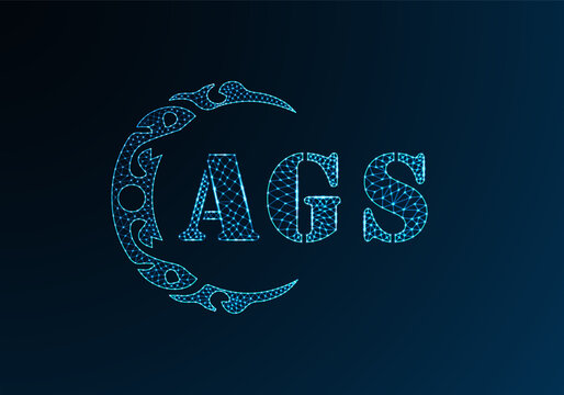 Low poly letter logo AGS design. AGS letter logo low poly vector design on blue color gradient background. AGS logo low poly design