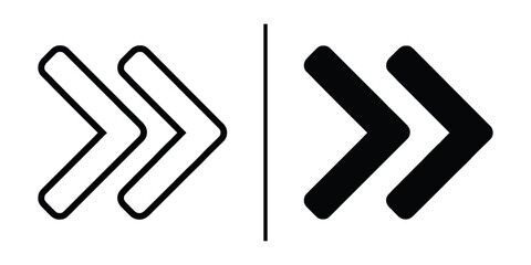 Obraz premium Double Arrows Iconography: A simple yet powerful representation of direction and forward motion, depicted in both outlined and filled forms, perfect for illustrating progress or sequential concepts.