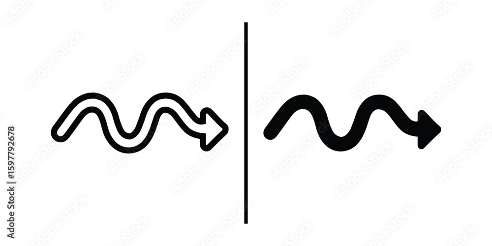 Aufkleber wave icon: minimalist graphic representation of a stylized wave, designed to convey motion, fluidity