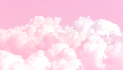 Fototapeta premium Pastel pink sky with fluffy clouds
