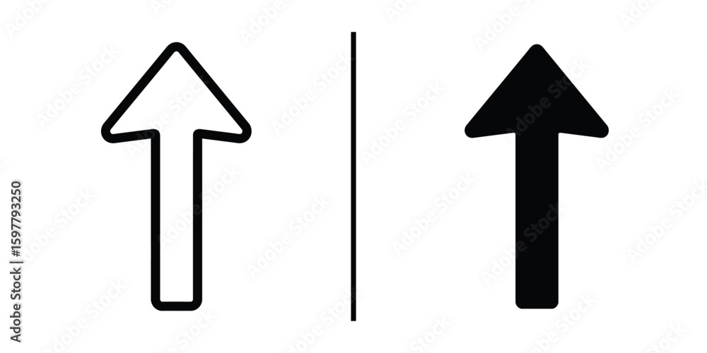 Poster arrow symbol contrast: a pair of arrows showcasing contrasting design styles and color palettes and 