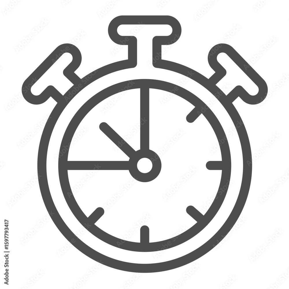 Poster stopwatch timer with buttons line icon, time measurement concept. vector graphics. alarm clock with 