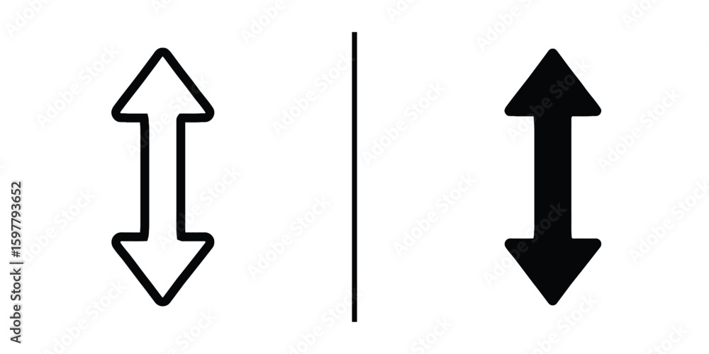 Poster two arrows: a minimalist design featuring two contrasting arrows, one outlined and the other solid, 